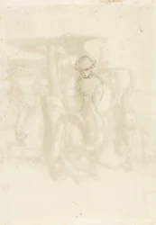 Rejected, Verso: Sketch of a Woman, 1853 (penna och brunt bläck på papper)