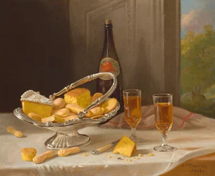 Stilleben med silverkakekorg, 1866.