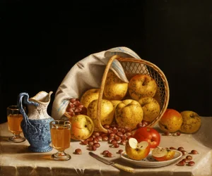 Stilleben med gula äpplen