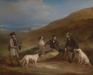 Edward Horner Reynard och hans bror George på ripjakt i Middlesmoor, Yorkshire, med sin jaktvårdare Tully Lamb