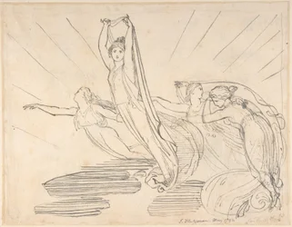 Morgon: Popes Odysséen, bok 12 (recto); studie till den slutliga teckningen (verso)