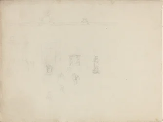 Ark med arkitektur- och figurstudier