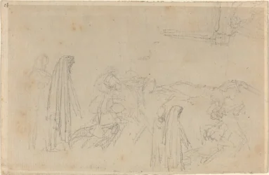 Skisser med en huvafigur (Virgil och Beatrice?)