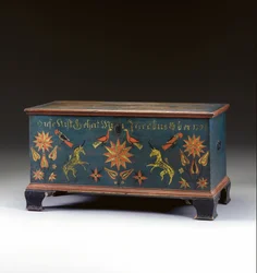 Dekorerad lyftkorg gjord för Jacob Ober, Rapho Township, Lancaster County, Pennsylvania, USA, 1794