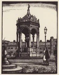 Cambridge: Trinity Fountain (träsnitt)