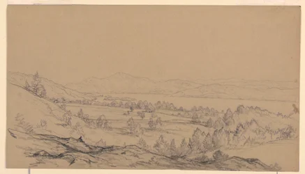 Teckning, Lake George, New York, mot nordost, 1850-65