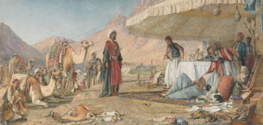 Ett franskt läger i öknen vid Mount Sinai. 1842 - S:ta Katarinaklostret i fjärran