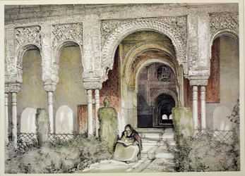 Ingången till de två systrarnas sal (Sala de las dos Hermanas), från "Sketches and Drawings of the Alhambra", 1835