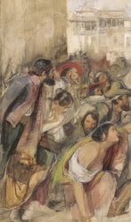 Study for the Proclamation of Don Carlos, c.1834-28 (w/c & kroppsfärg över krita och penna på papper)
