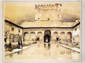 Alhambra i Granada, färglitografi av John Frederick Lewis