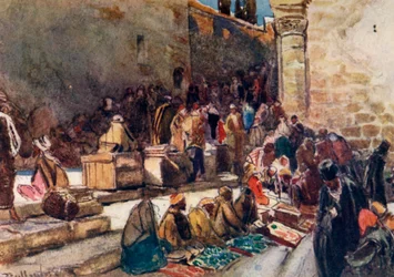 Ingång till förgården till Heliga gravens kyrka. - Jerusalem, 1902.