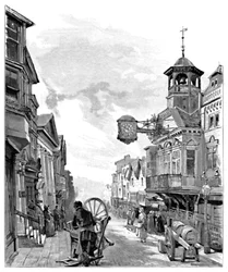 Guildford: High Street, med rådhuset, 1886