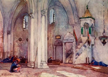 Interiör av moskén i Samaria, 1902.