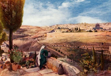 Jerusalem från Oljeberget där Kristus grät över staden, 1902.