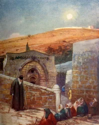 Kapellet av Jungfrugraven vid foten av Oljeberget, 1902.