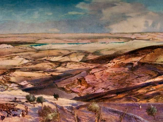 Judeiska öknen och Döda havet från Oljebergets högsta punkt, 1902.