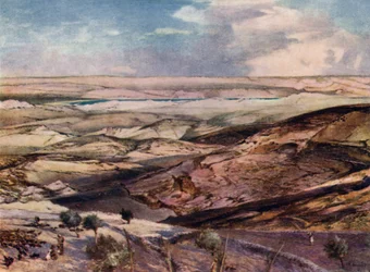 Judeiska öknen och Döda havet, från den högsta punkten på Olivberget