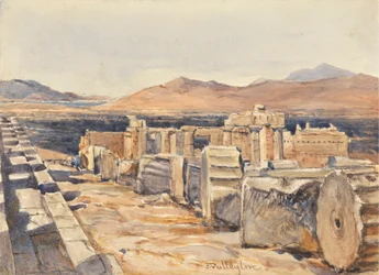Propylaea från den norra kanten av Stylobate of the Parthenon, Aten
