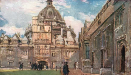 Radcliffe Library, eller Camera Bodleiana, från Brasenose College Quadrangle (färglitografi)