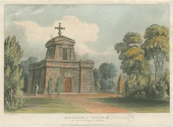 Trentham - Mausoleet: färgad litografi, nd [c 1824]
