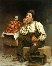 En pojke som äter äpplen, 1878