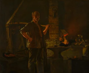 The Village Blacksmith, ca 1900 (olja på duk)