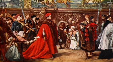 Kardinal Wolsey på väg till Westminster Hall, illustration från "Hutchinson