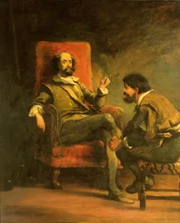 Don Quixote och Sancho Panza från Cervantes "Don Quixote de la Mancha", 1800-talet
