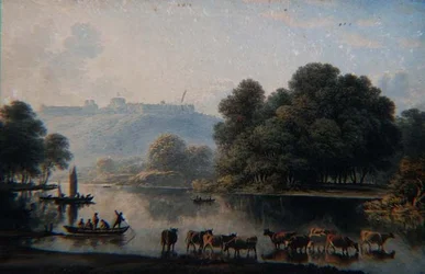 En utsikt över Windsor Castle från Themsen (akvarell)