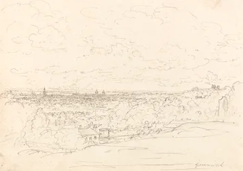 Avlägsen utsikt över Greenwich