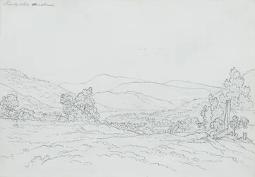 Llantysilio Mountain, Wales (penna, penna och bläck på papper)