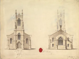 Design för den föreslagna kyrkan i Middlesborough, 1837