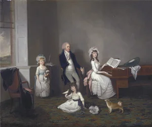 John Richard Comyns från Hylands Essex, med sina döttrar, 1775