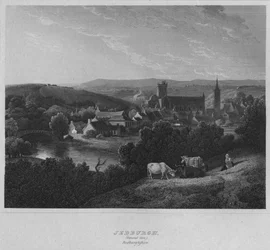 Jedburgh, allmän syn. Roxburghshire, 1814
