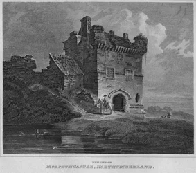 Rester av Morpeth Castle, Northumberland, 1814