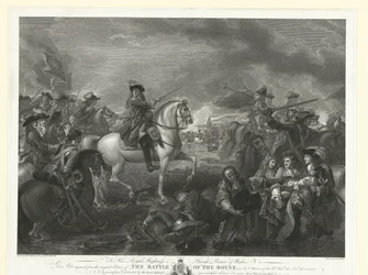 Kung William III i slaget vid Boyne, 1690 The Battle of the Boyne (titel på objekt)