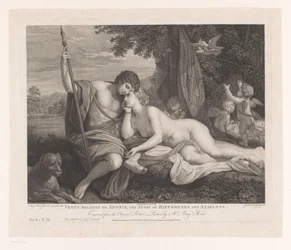 Venus berättar för Adonis historien om Hippomenes och Atalanta Venus om Adonis, berättelsen om Hippomenes och Atalanta (titel på objekt) Huvudmålningar i England (serietitel) The Most Capital Paintings in England (serietitel)