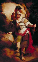 Sir Arthegal, rättvisans riddare, med Talus, järnmannen (ur Spensers "The Faerie Queene")