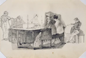 An Evening at Home, 1804 (penna och bläck på papper)