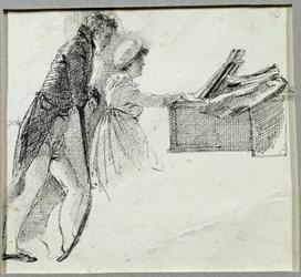 At the Piano (bläck på papper)