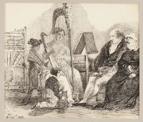 Spelar musik på harpan, 1815