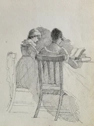 Läsning (penna och bläck på papper) (detalj av 14933)