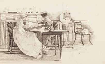 Läsning vid den öppna spisen, 1805