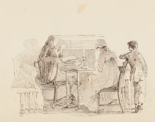 Tre vid den öppna spisen, 1805