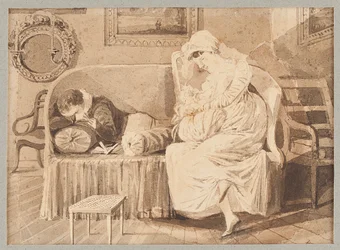 Tre på en soffa, 1805 (wc på papper)