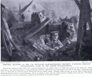 Korpral Selwood vann en DCM för att ha sett tyskar rekognoscera nära brittiska förvecklingar vid Le Gheer april 1915