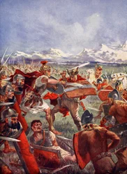 Marcellus duell med Virdumarus (färg litho)