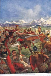 Marcellus duell med Virdumarus, illustration ur "Hutchinsons nationernas historia", tidigt 1900-tal