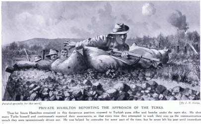 Menig Hamilton rapporterar inflygningen av Turks Gallipoli-halvön augusti 1915