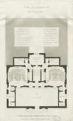 Stafford - Plan över huvudvåningen i Shire Hall: gravyr, nd [1794-1798] (tryck)
